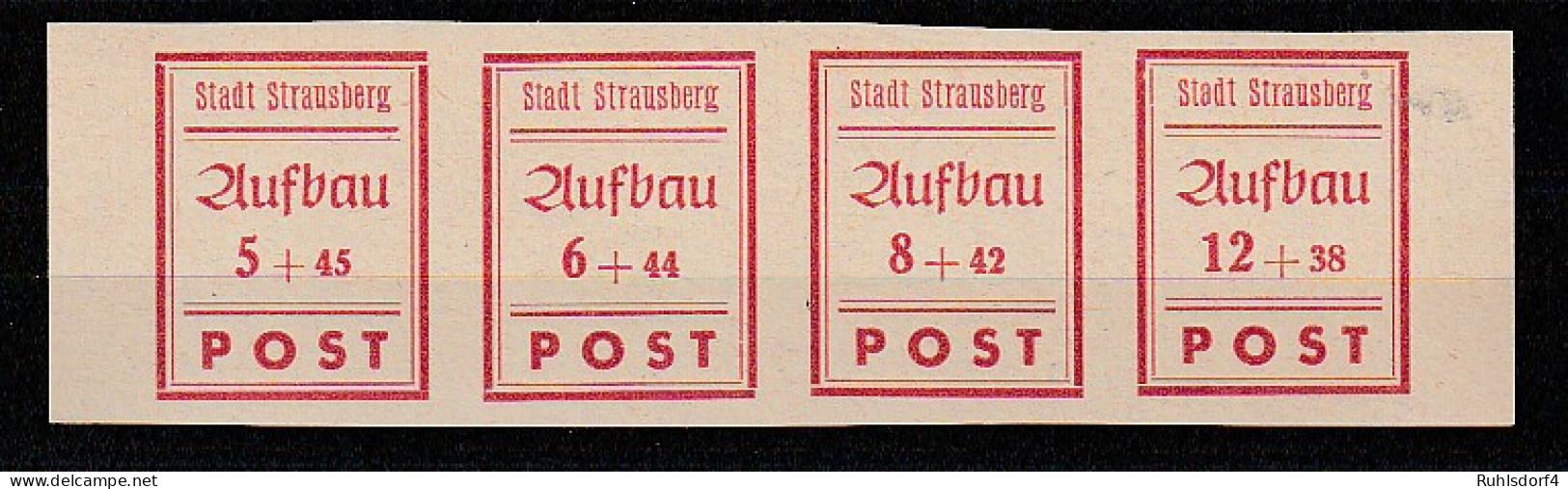 Strausberg Viererstreifen 34-37, Gezähnt Und Geschnitten, Postfrisch ** - Mint