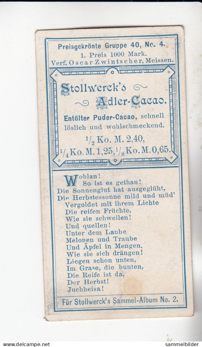 Stollwerck Album No 2 Jahreszeiten Herbst ( Obstreife   ) Gruppe 40 #4 Von 1898 - Stollwerck
