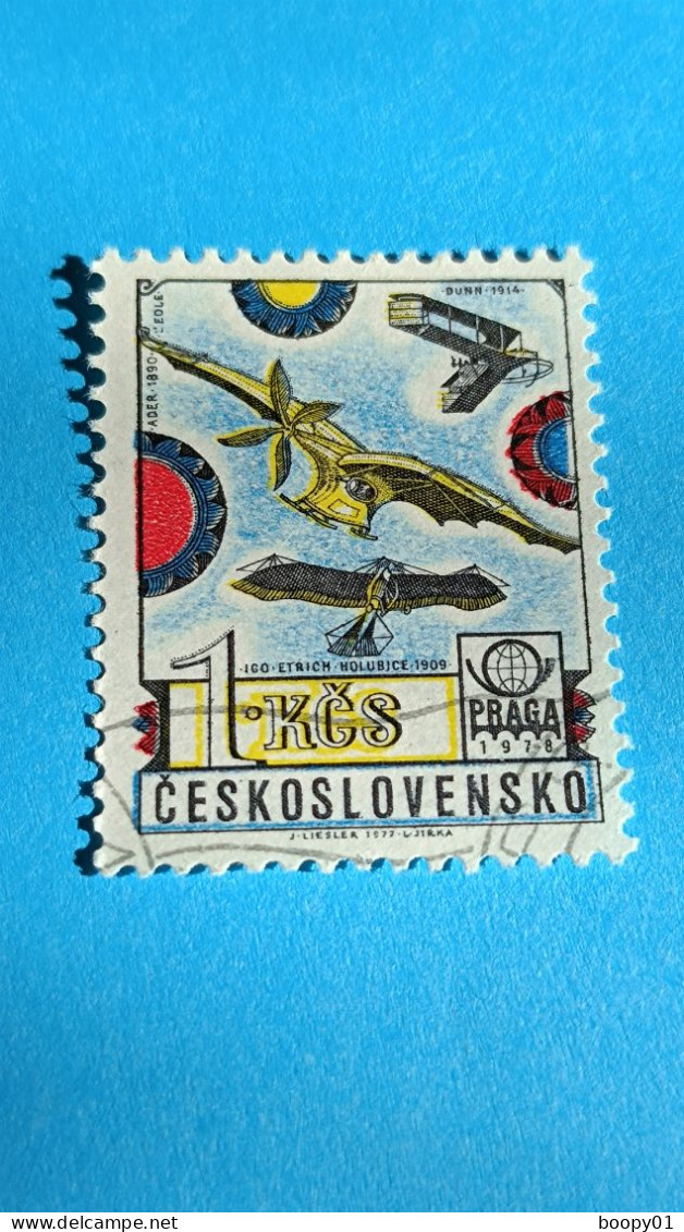 TCHECOSLOVAQUIE - CESKOSLOVENSKO - Timbre 1977 : Exposition Philatélique Praga '78 / Avion Et Biplan - Oblitérés