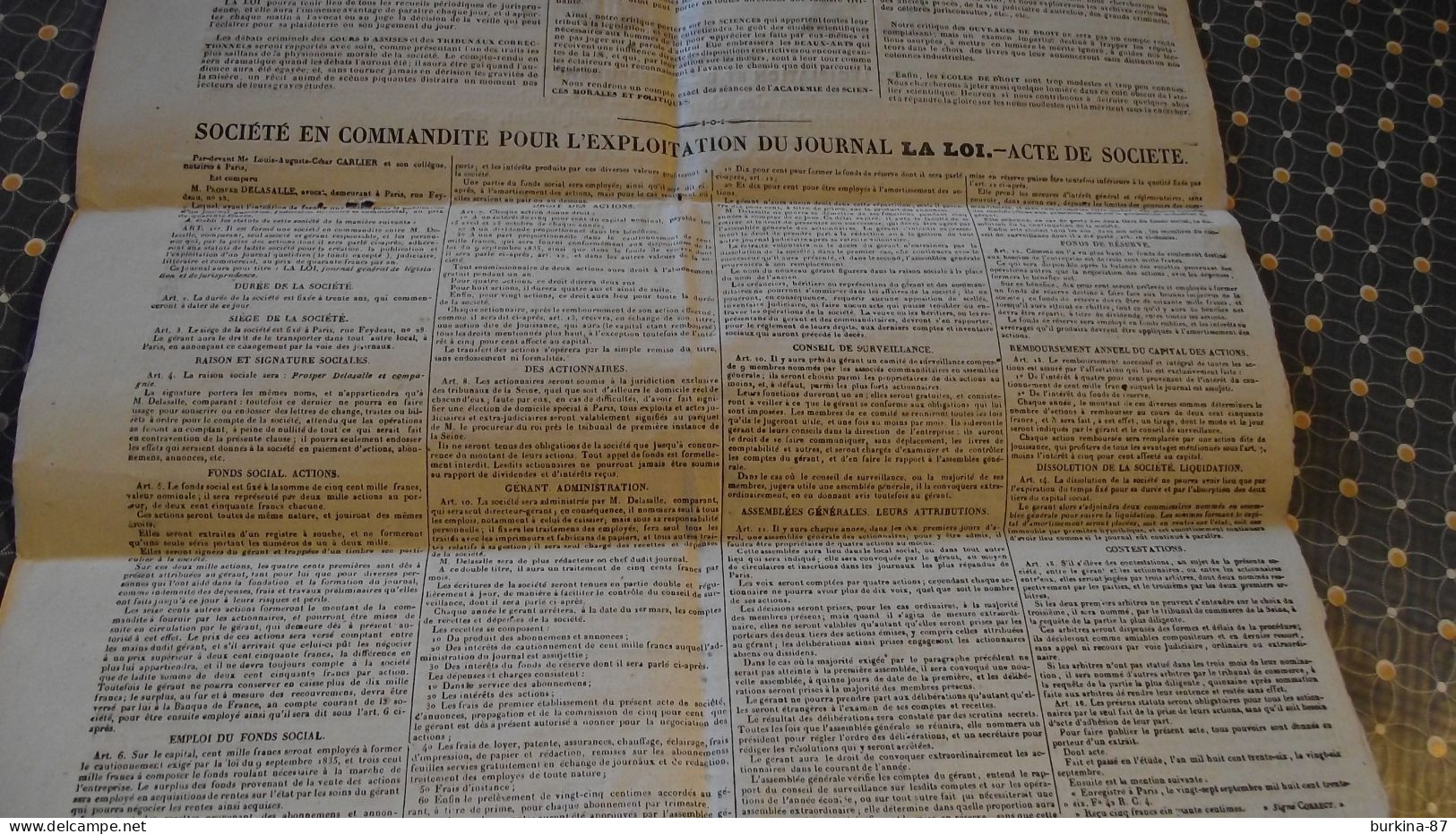 LA LOI, Journal Général De Législation, Et Jurisprudence, 1836, Spécimen - 1800 - 1849