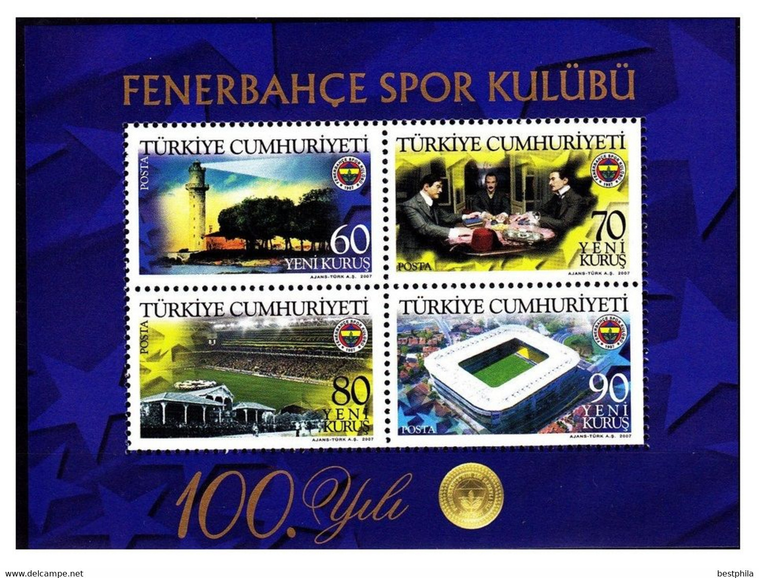 Turkey, Türkei - 2007 - 100th Anniversary Of Fenerbahçe Sports Clup - 1.Mini S/Sheet ** MNH - Unused Stamps