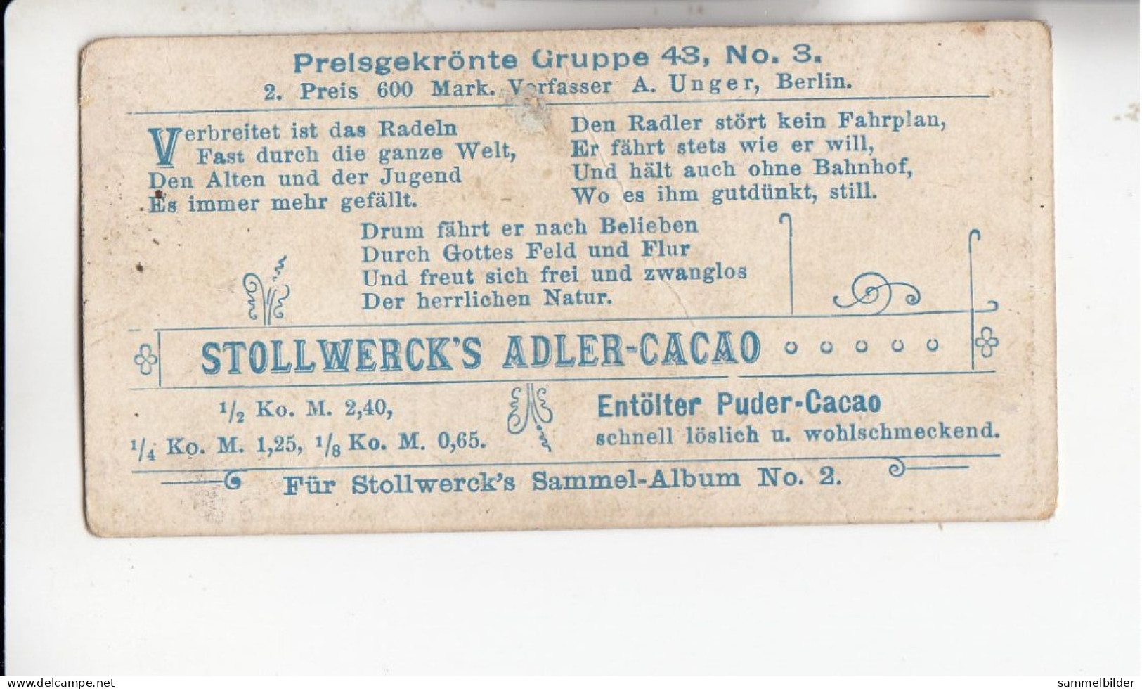 Stollwerck Album No 2 Sportbilder Das Radfahren  Grp 43 #3 Von 1898 - Stollwerck