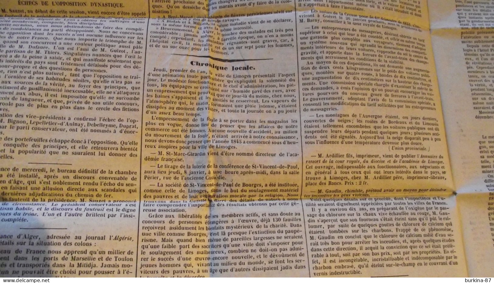 AVENIR NATIONAL Journal Du Centre Et De L'ouest De La France , 1846 N° 202, Limoges - 1800 - 1849