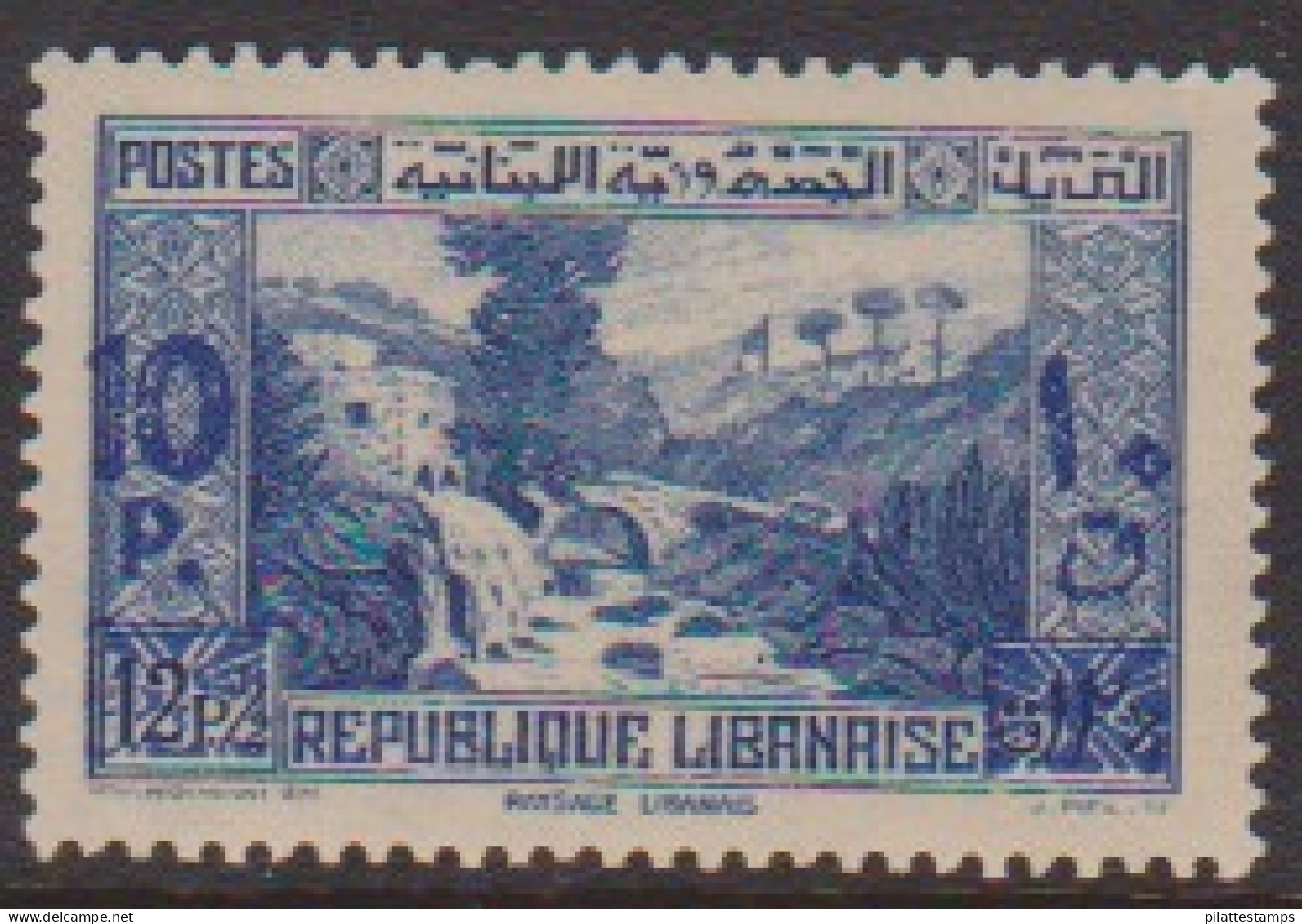 Grand Liban 186b** Variété Surcharge Bleue - Otros & Sin Clasificación