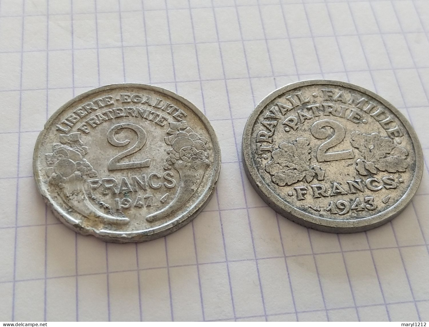 3 Pièces De 2 Francs République Française 1943 -1947 - 1956 - Sonstige & Ohne Zuordnung