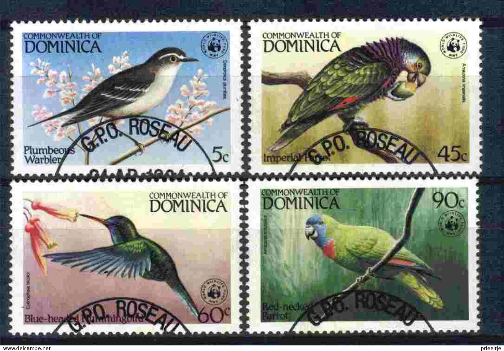 Dominica 1984 WWF Birds Y.T. 794/797 (0) - Dominica (1978-...)