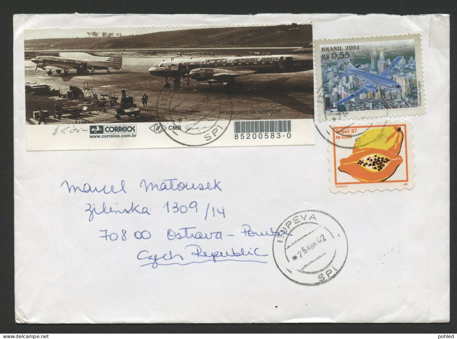 01255*BRAZIL To CZECHOSLOVAKIA*AIRMAIL COVER*2002 - Briefe U. Dokumente