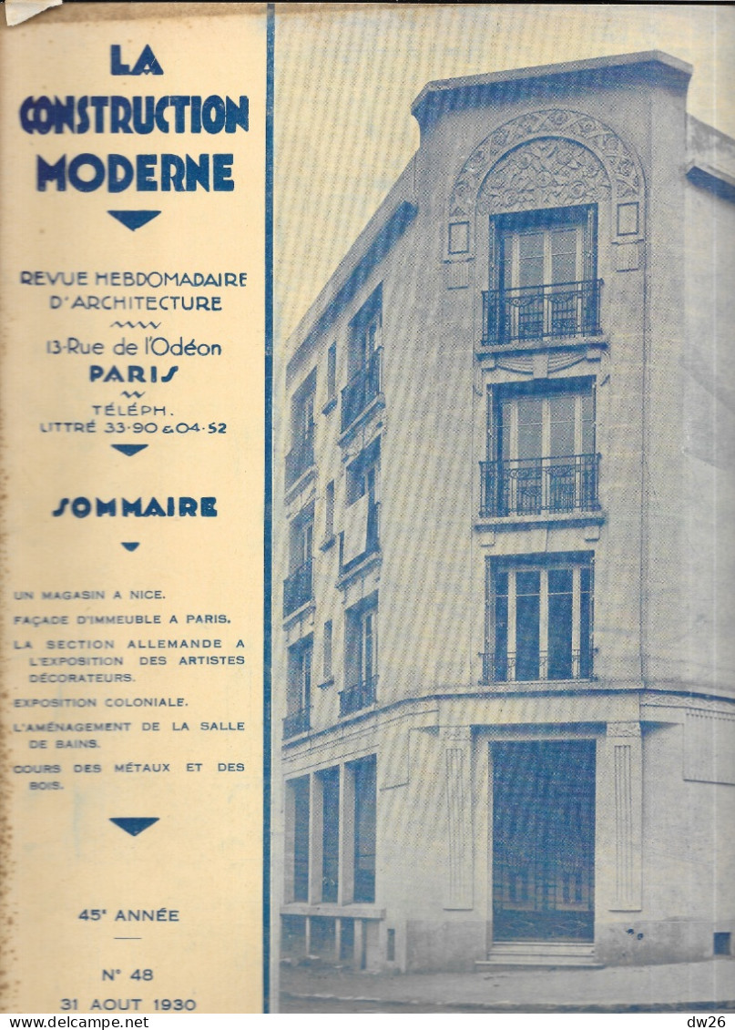 Revue Hebdomadaire D'Architecture - La Construction Moderne N° 48 Du 31 Août 1930 - Do-it-yourself / Technical