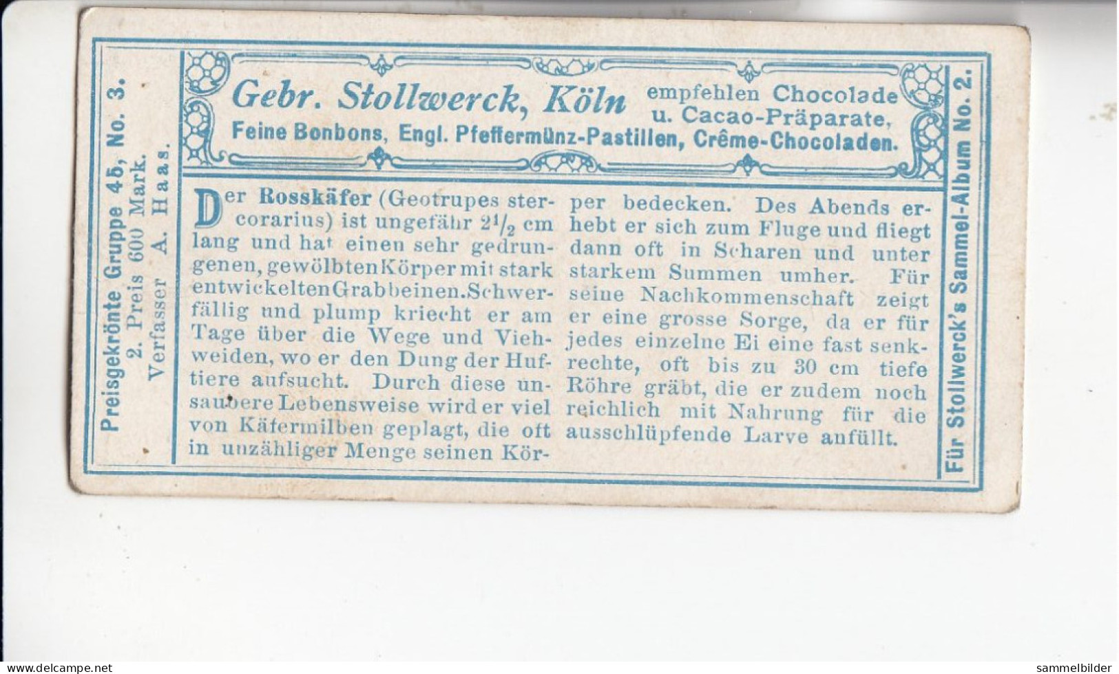 Stollwerck Album No 2 Verschiedene Käfer  Rosskäfer  Grp 45 #3 Von 1898 - Stollwerck