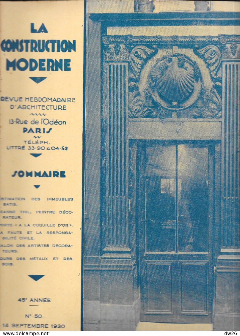 Revue Hebdomadaire D'Architecture - La Construction Moderne N° 50 Du 14 Septembre 1930 - Basteln