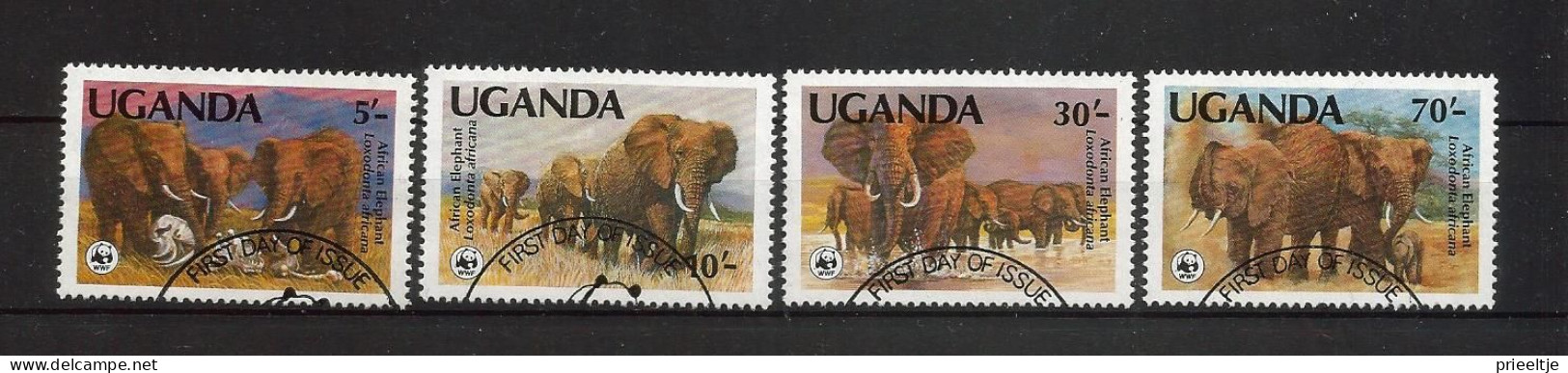 Uganda 1983 WWF Elephants Y.T. 316/319 (0) - Uganda (1962-...)