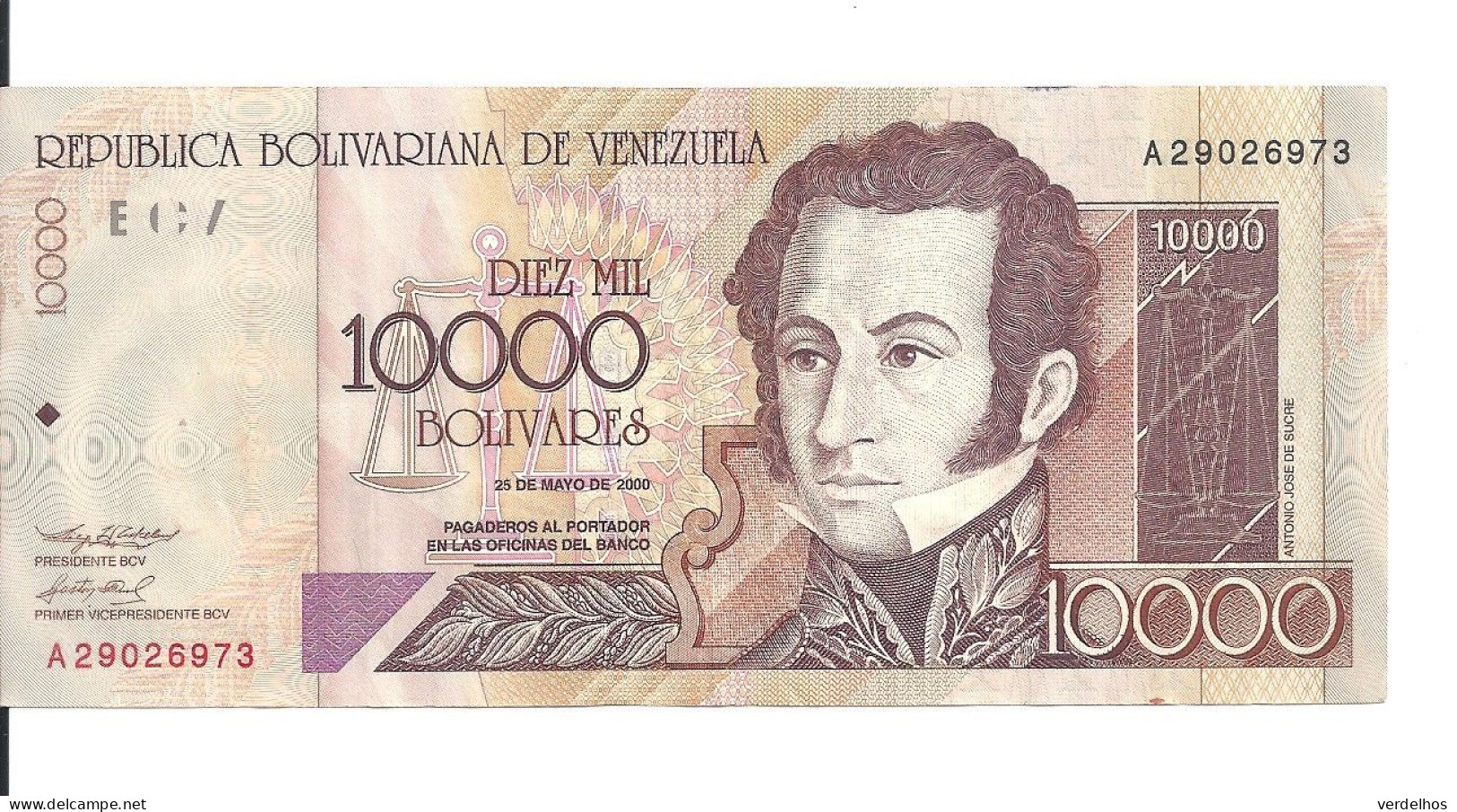 VENEZUELA 10000 BOLIVARES 2000 VF P 85 A - Venezuela