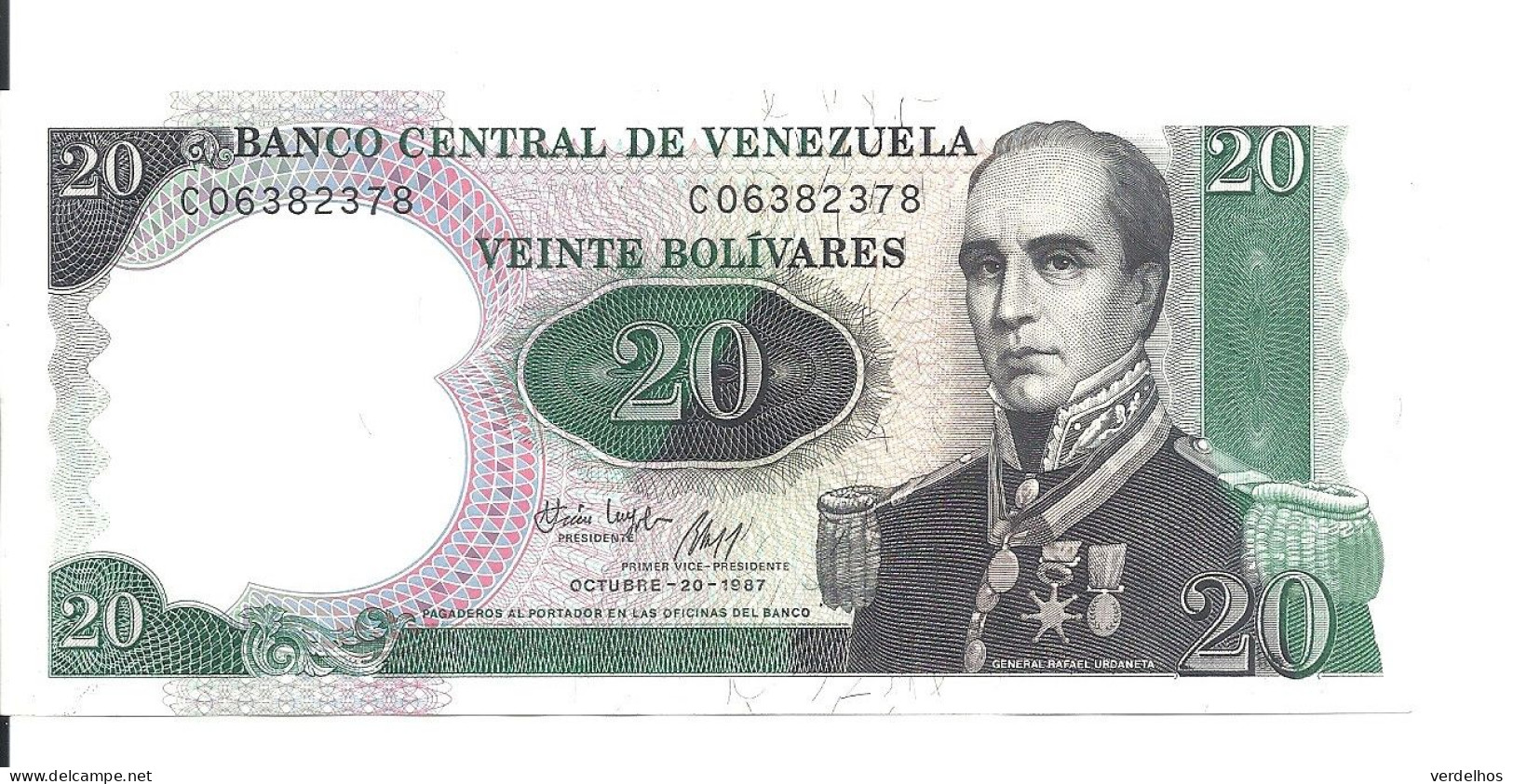 VENEZUELA 20 BOLIVARES 1987 UNC P 71 - Venezuela