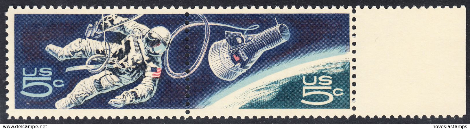 !a! USA Sc# 1331-1332 MNH Horiz.PAAR W/ Right Margin - Accomplishment In Space - Nuovi