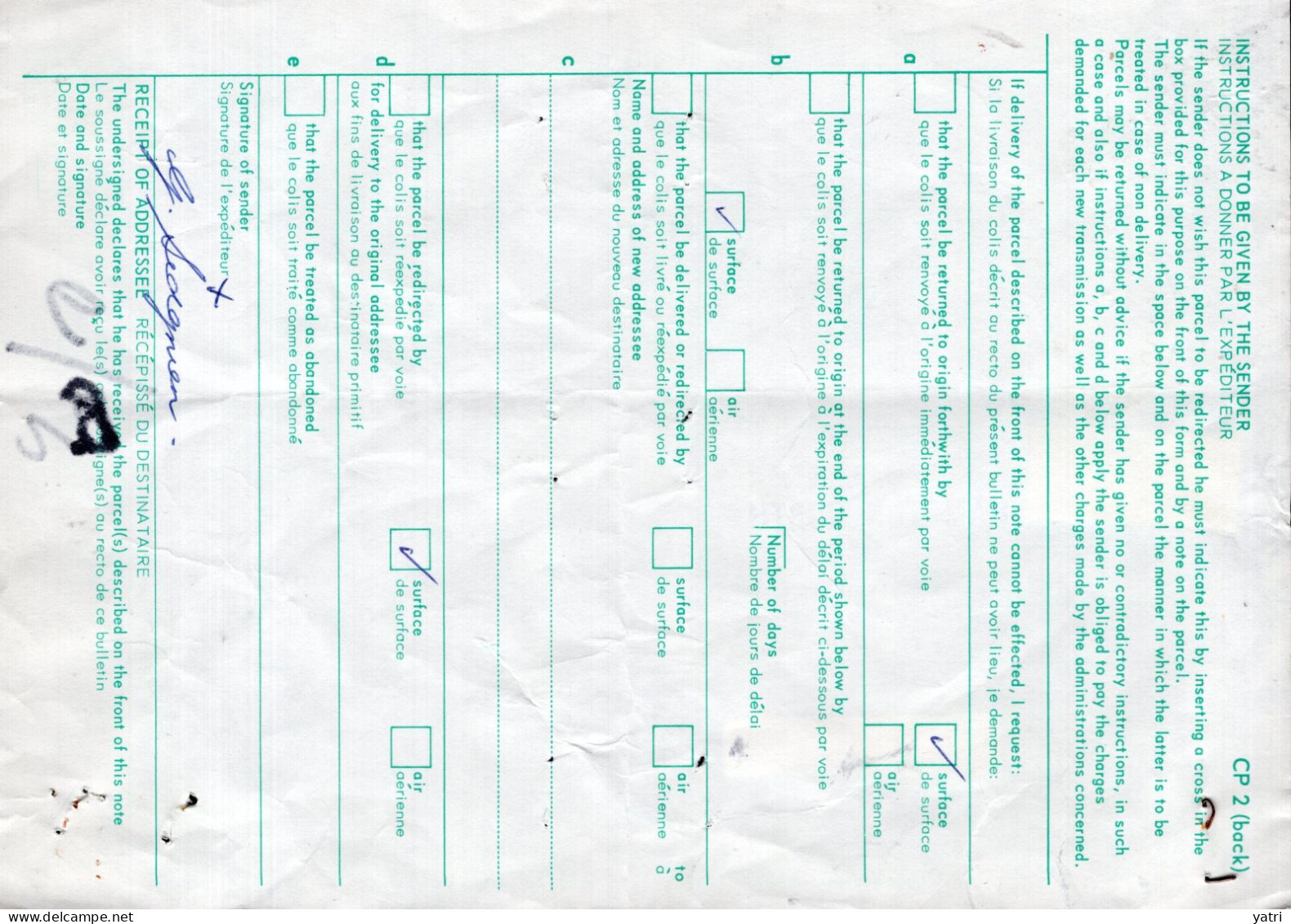 Australia (1989) - Bollettino Pacchi Per La Francia - Cartas & Documentos