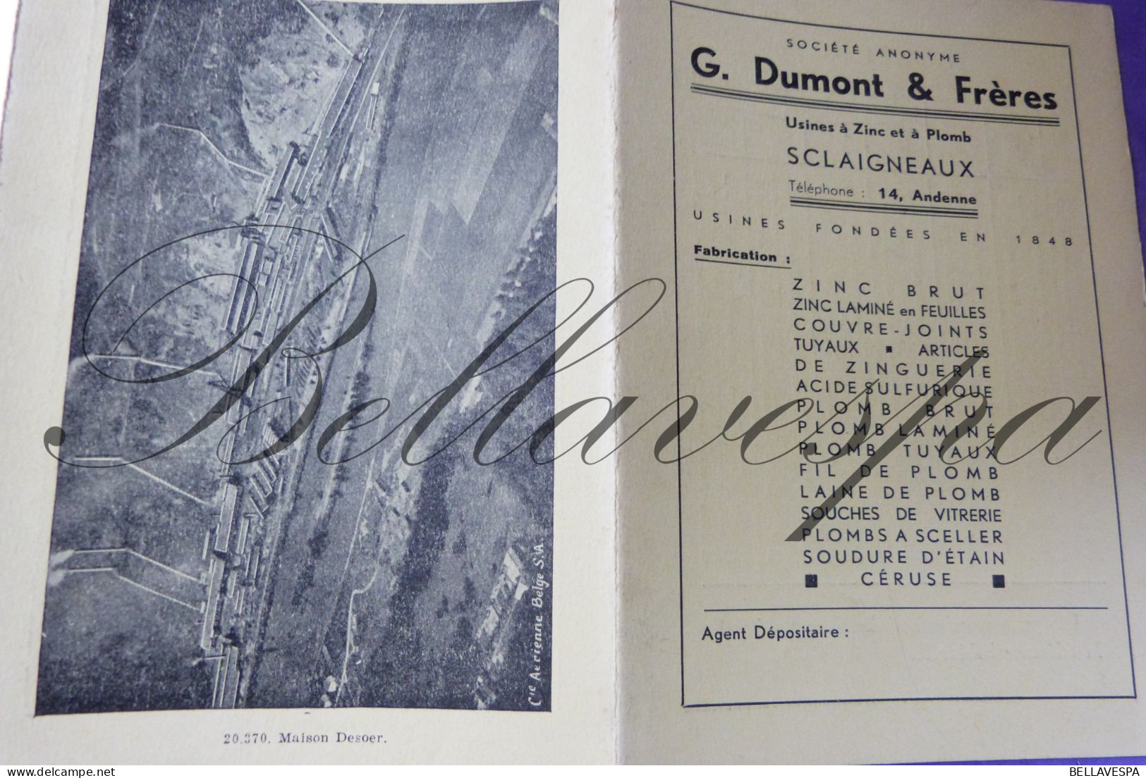 SCLAIGNEAUX -Flyer  Usine G.Dumont & Fr. Fabriek Industrie - Publicités
