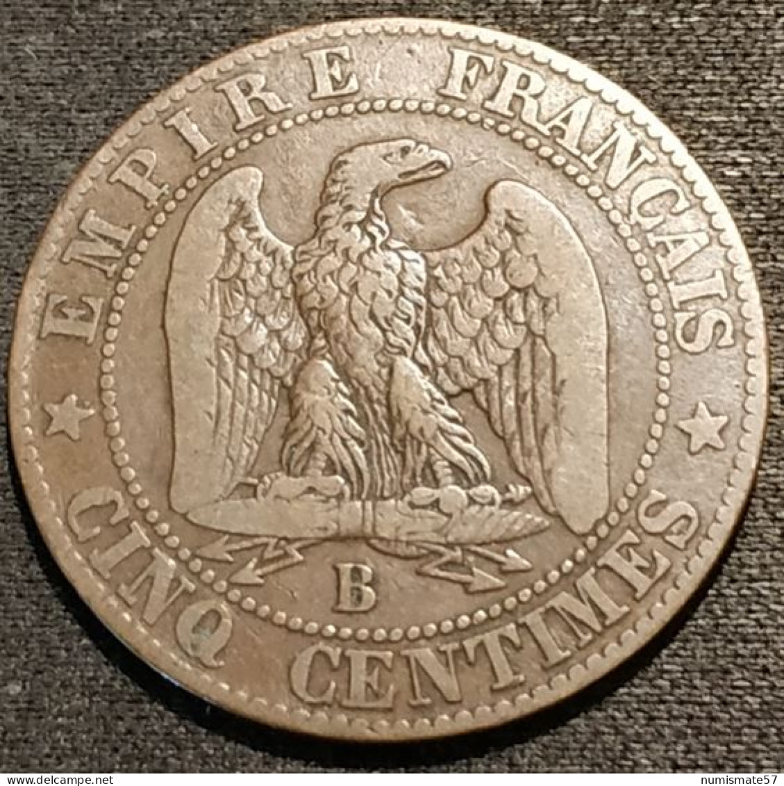 FRANCE - 5 CENTIMES 1855 B - Chien - Napoléon III - Tête Nue - Gad 152 - KM 777.2 - 5 Centimes