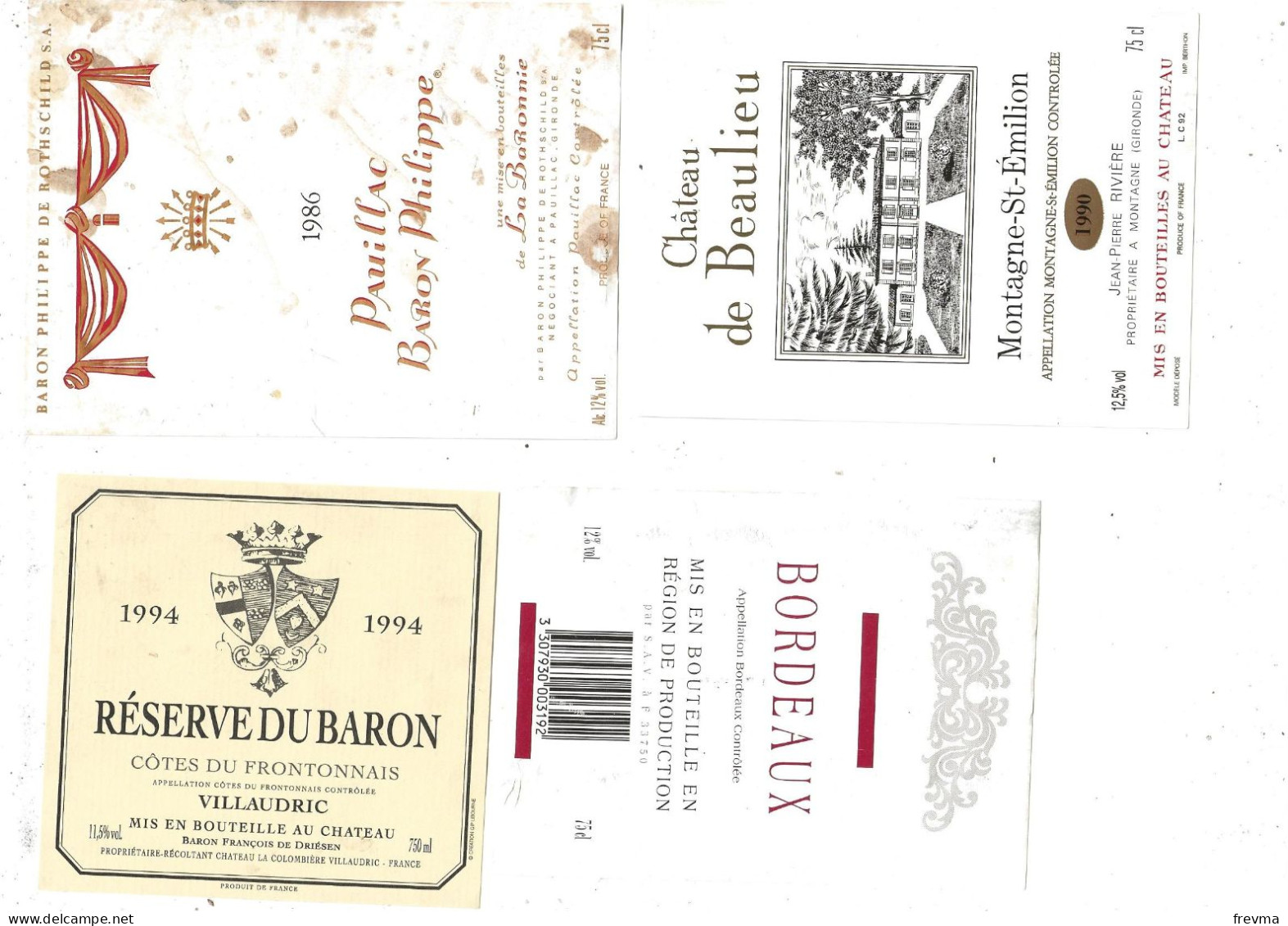 Differentes Etiquettes De Vins - Rotwein
