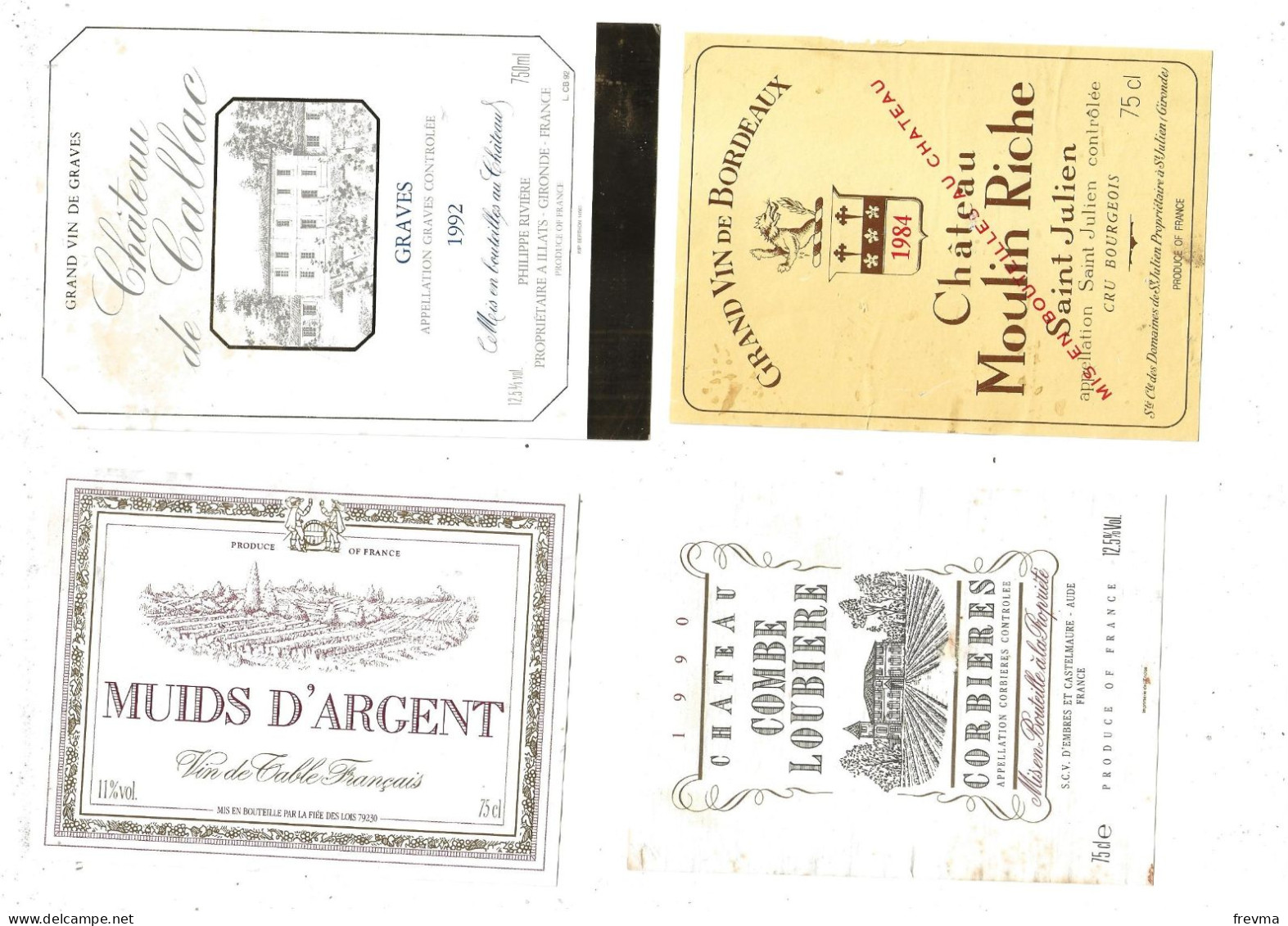 Differentes etiquettes de vins