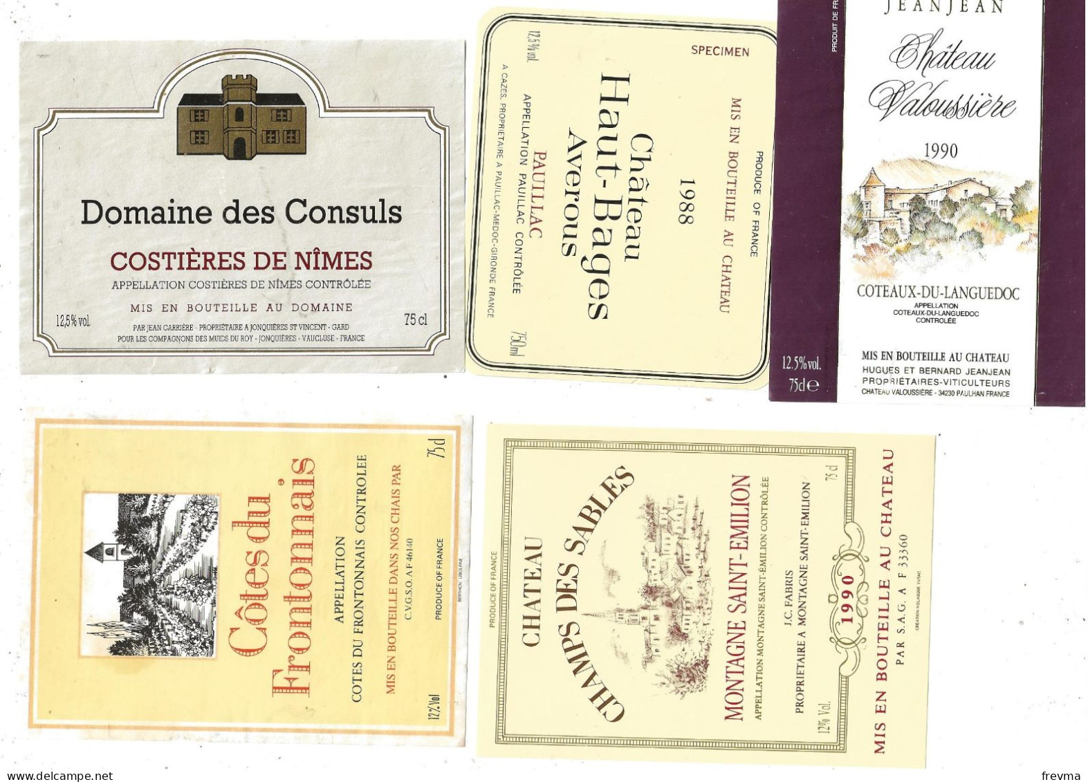 Differentes etiquettes de vins