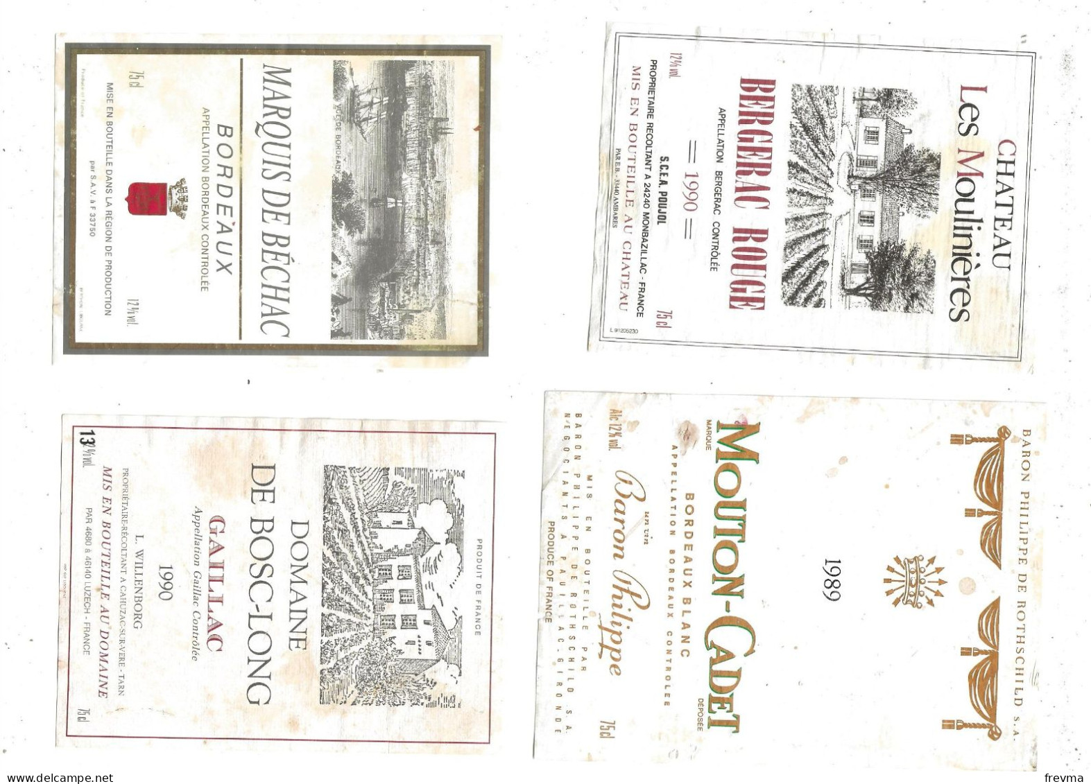 Differentes etiquettes de vins