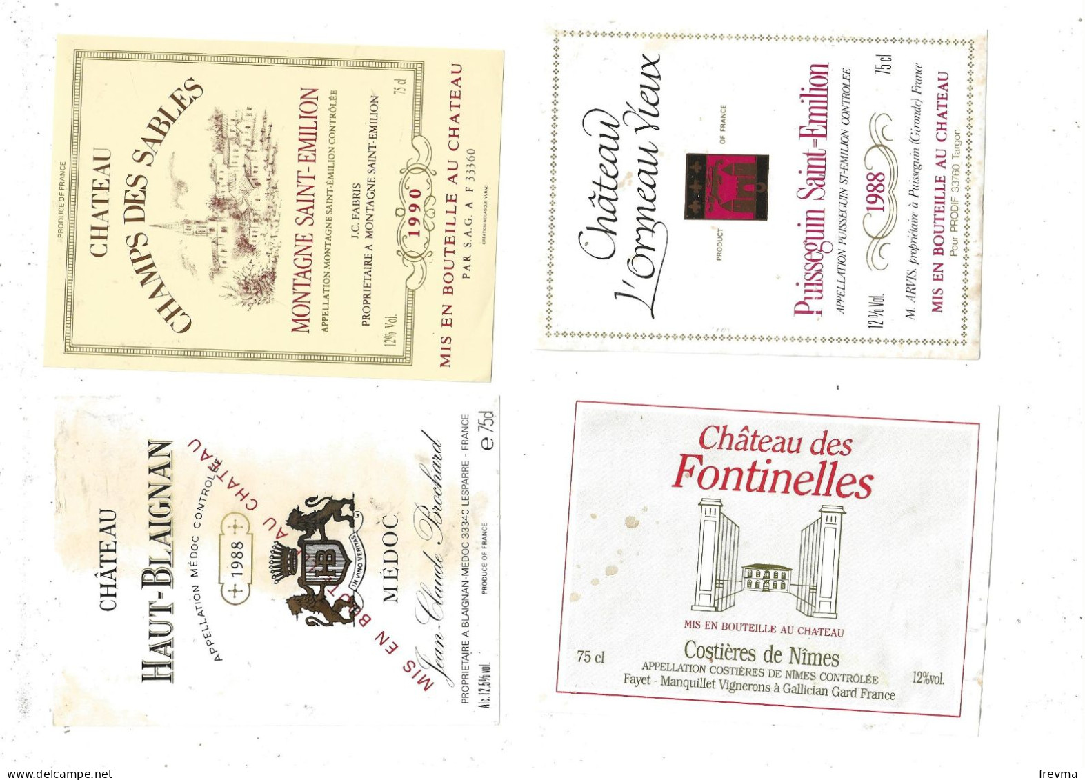 Differentes etiquettes de vins