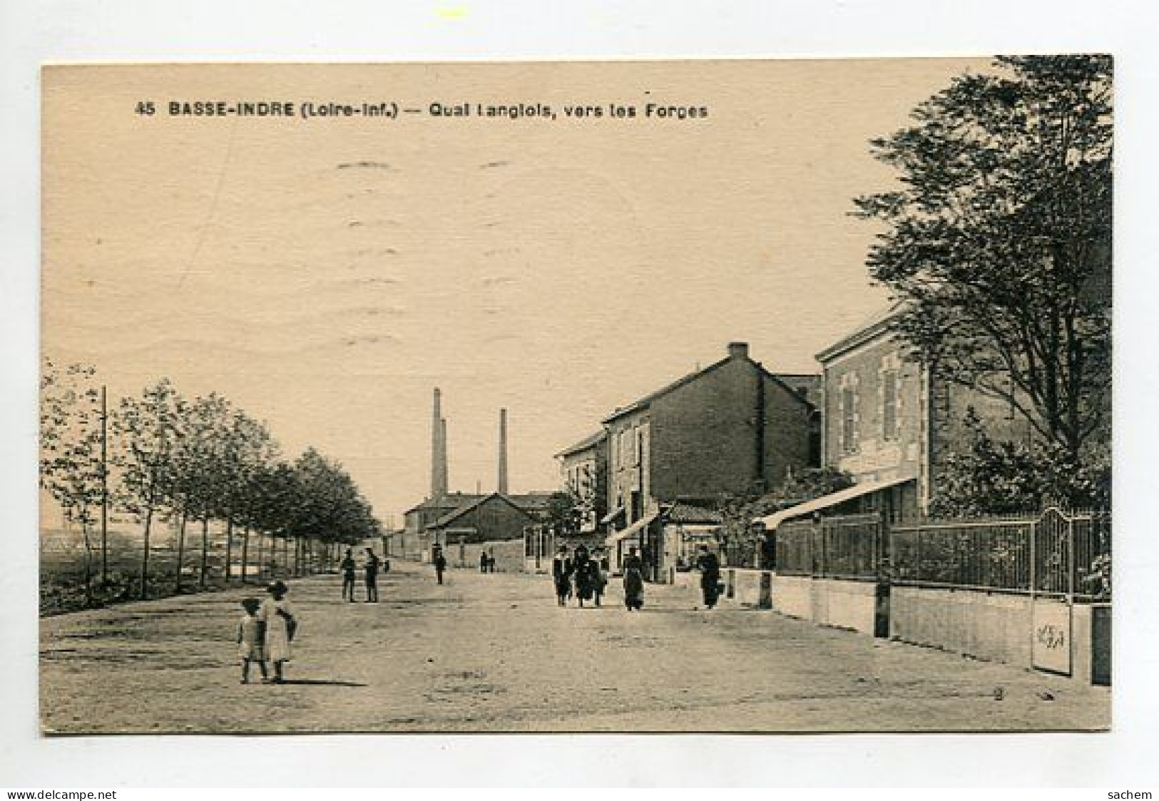 44 DEP 363 BASSE INDRE Quai Langlois Vers Les Forges Anim 1935 écrite Timbrée - Basse-Indre