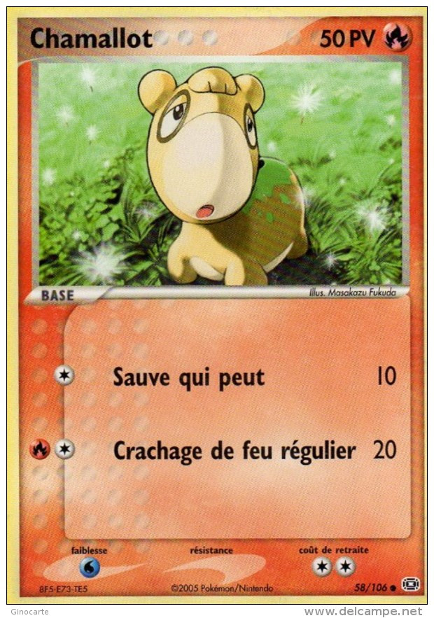 Carte Pokemon 58/106 Chamallot 50 Pv 2005 - Autres & Non Classés