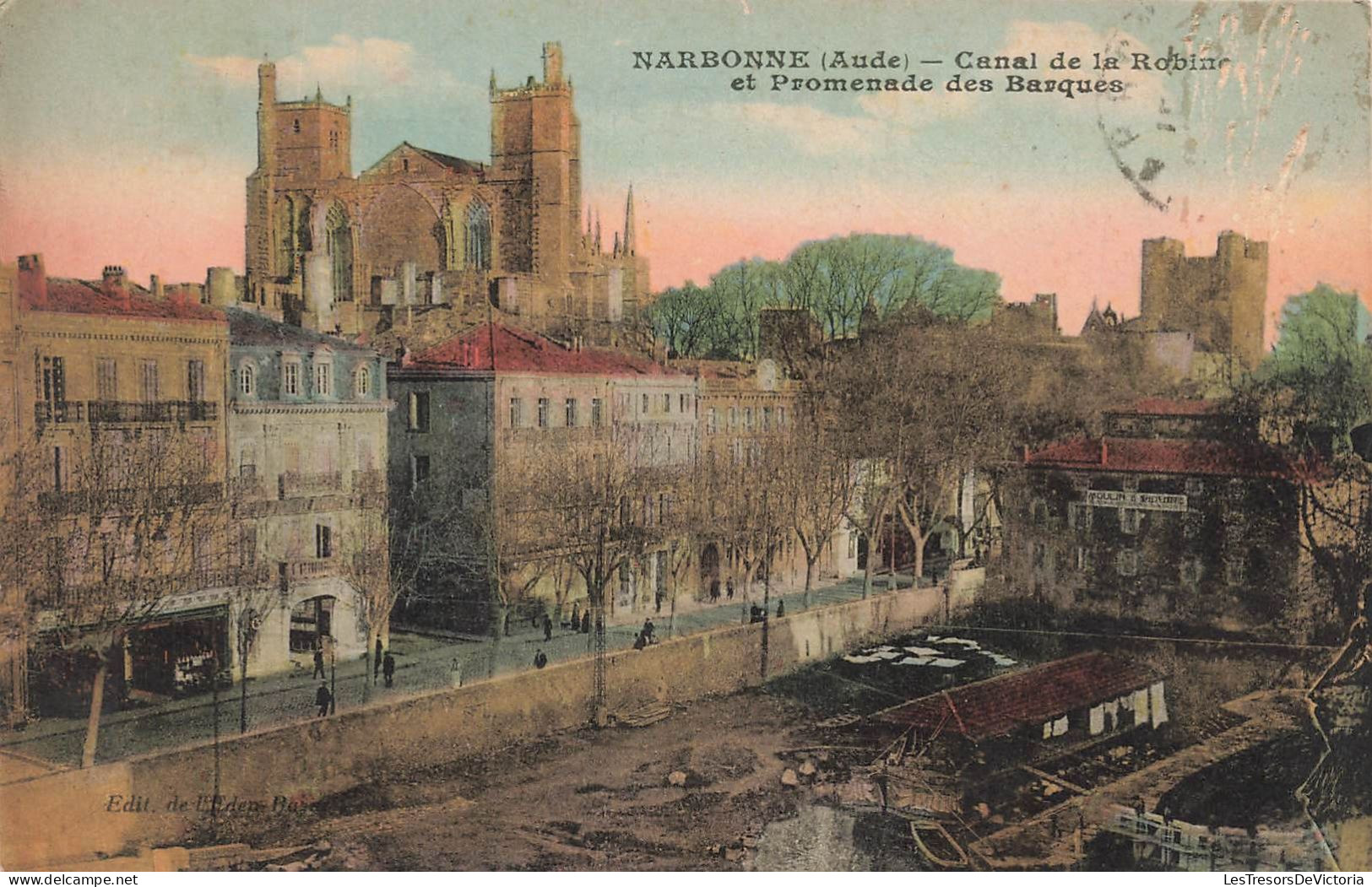 FRANCE - Narbonne - Vue Sur Le Canal De La Robin Et Promenade Des Barques - Colorisé - Carte Postale Ancienne - Narbonne