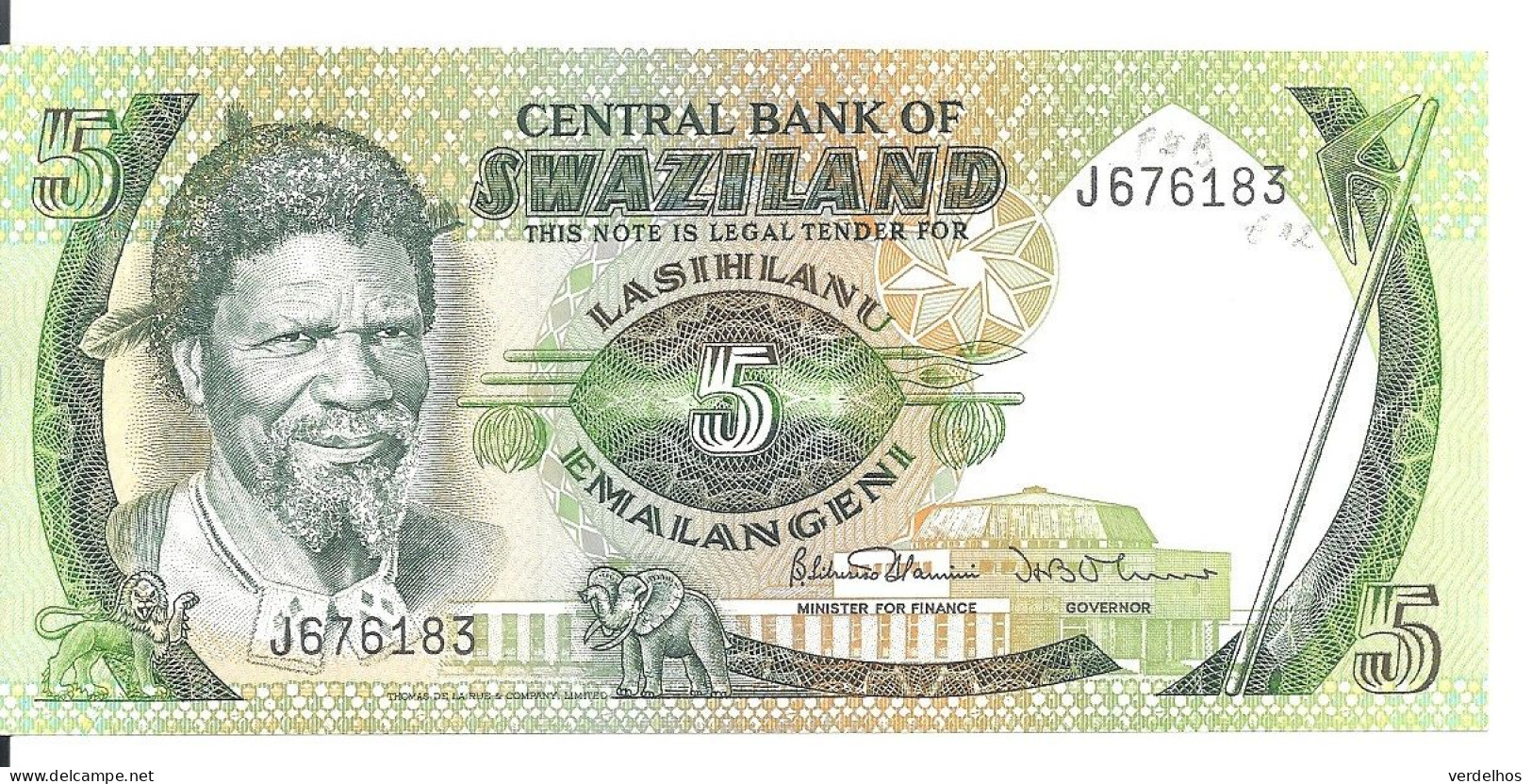 SWAZILAND 5 EMALANGENI ND1984 UNC P 9 B - Swasiland