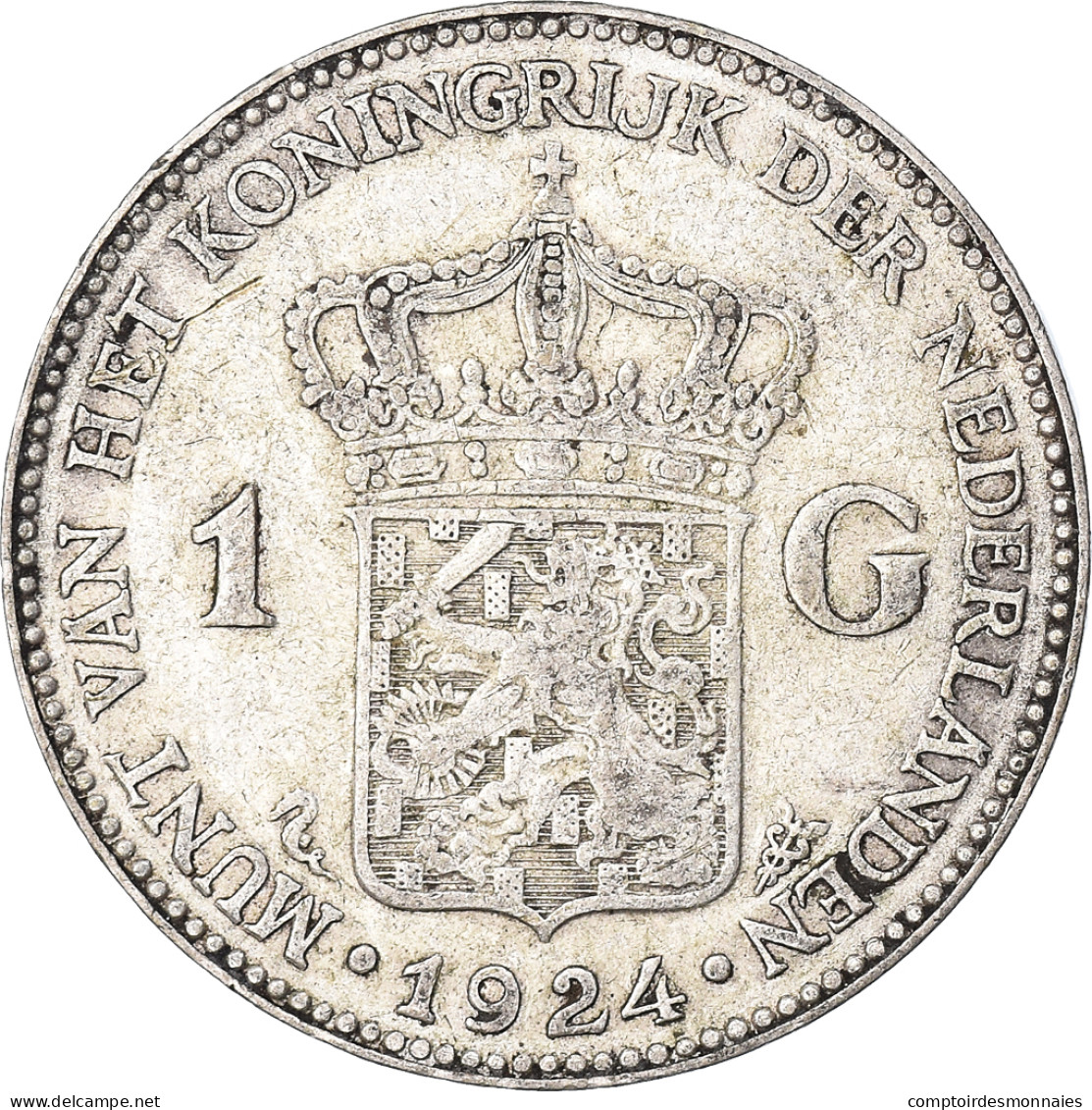Monnaie, Pays-Bas, Wilhelmina I, Gulden, 1924, TB+, Argent, KM:161.1 - 1 Florín Holandés (Gulden)