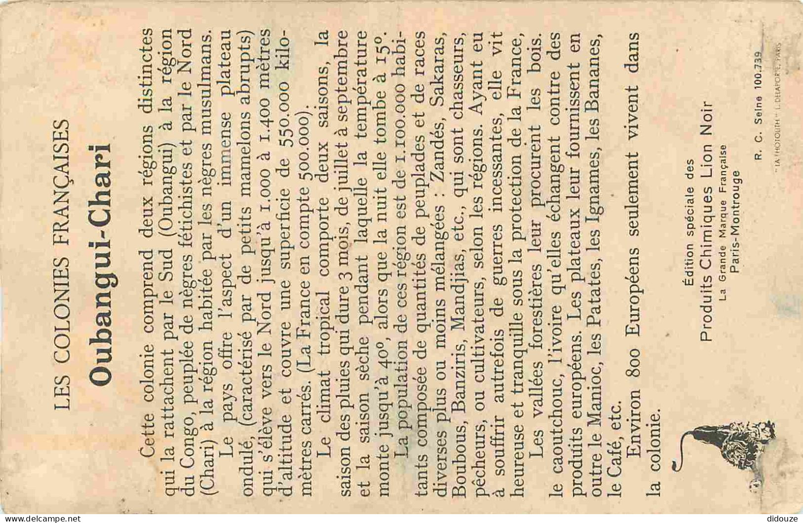 République Centrafricaine - Oubangui-Chari - Carte Les Colonie Françaises - Illustration - CPA - Voir Scans Recto-Verso - Centrafricaine (République)