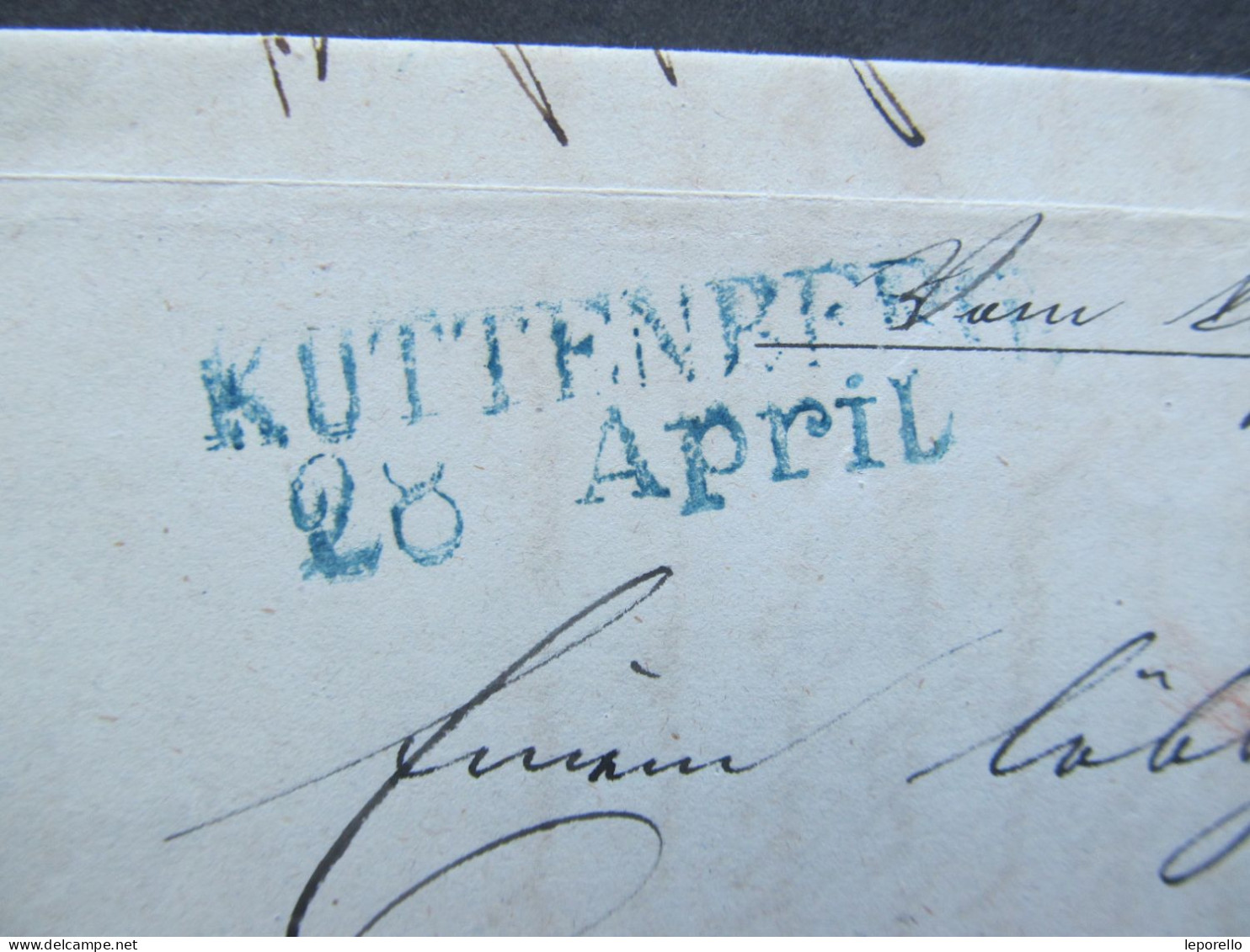 BRIEF Kuttenberg Kutná Hora - Roudnice 1844 BLAU !! / P3472 - ...-1850 Voorfilatelie