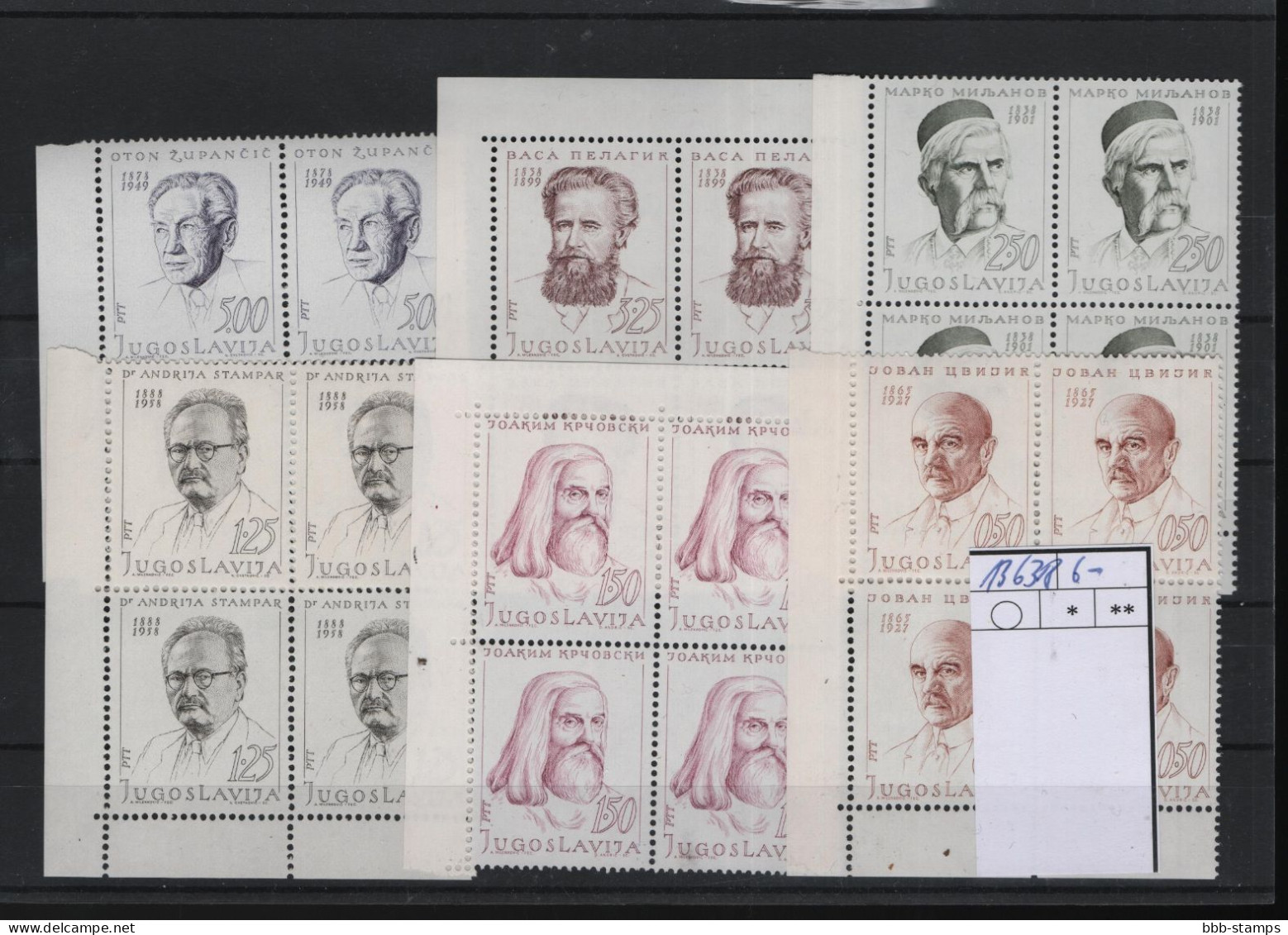 Jugoslavien Michel Cat.No. Mnh/** 1363/1368 Blocs Of Four - Neufs