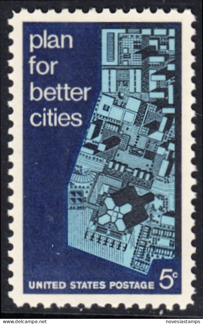 !a! USA Sc# 1333 MNH SINGLE (gun Disturbed) - Urban Planning - Nuovi