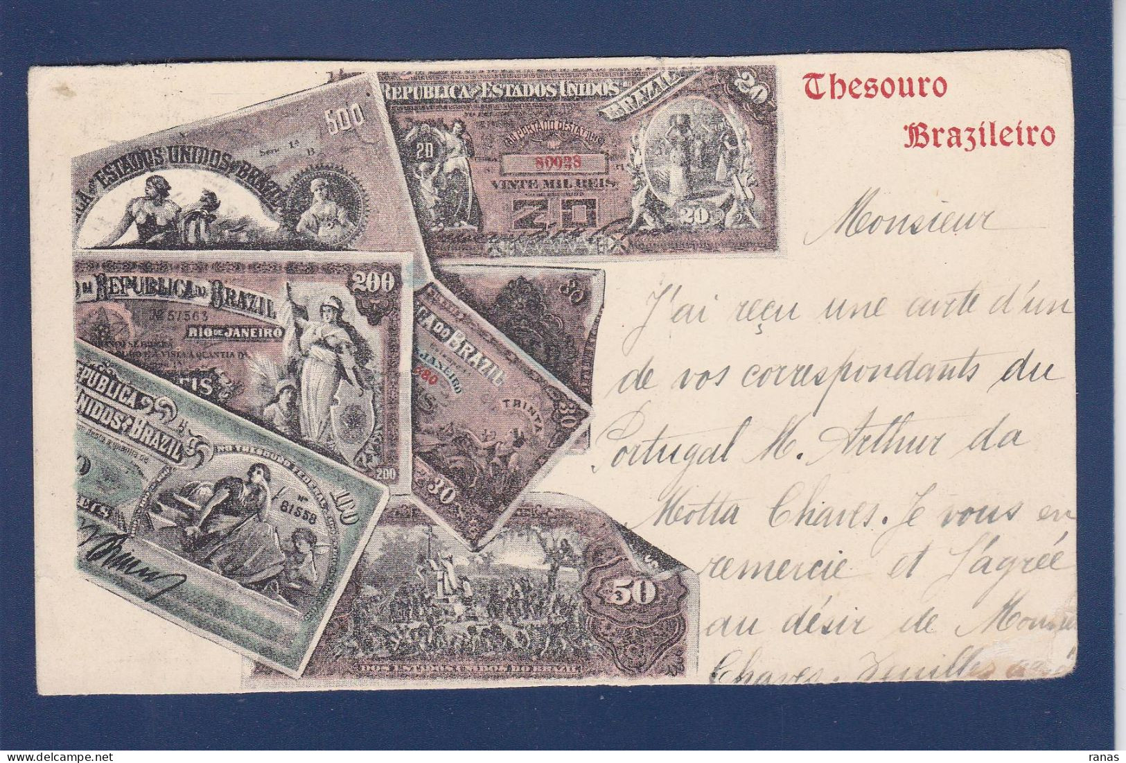 CPA Billet De Banque Bank Note Numismatique Circulé Brésil - Monete (rappresentazioni)