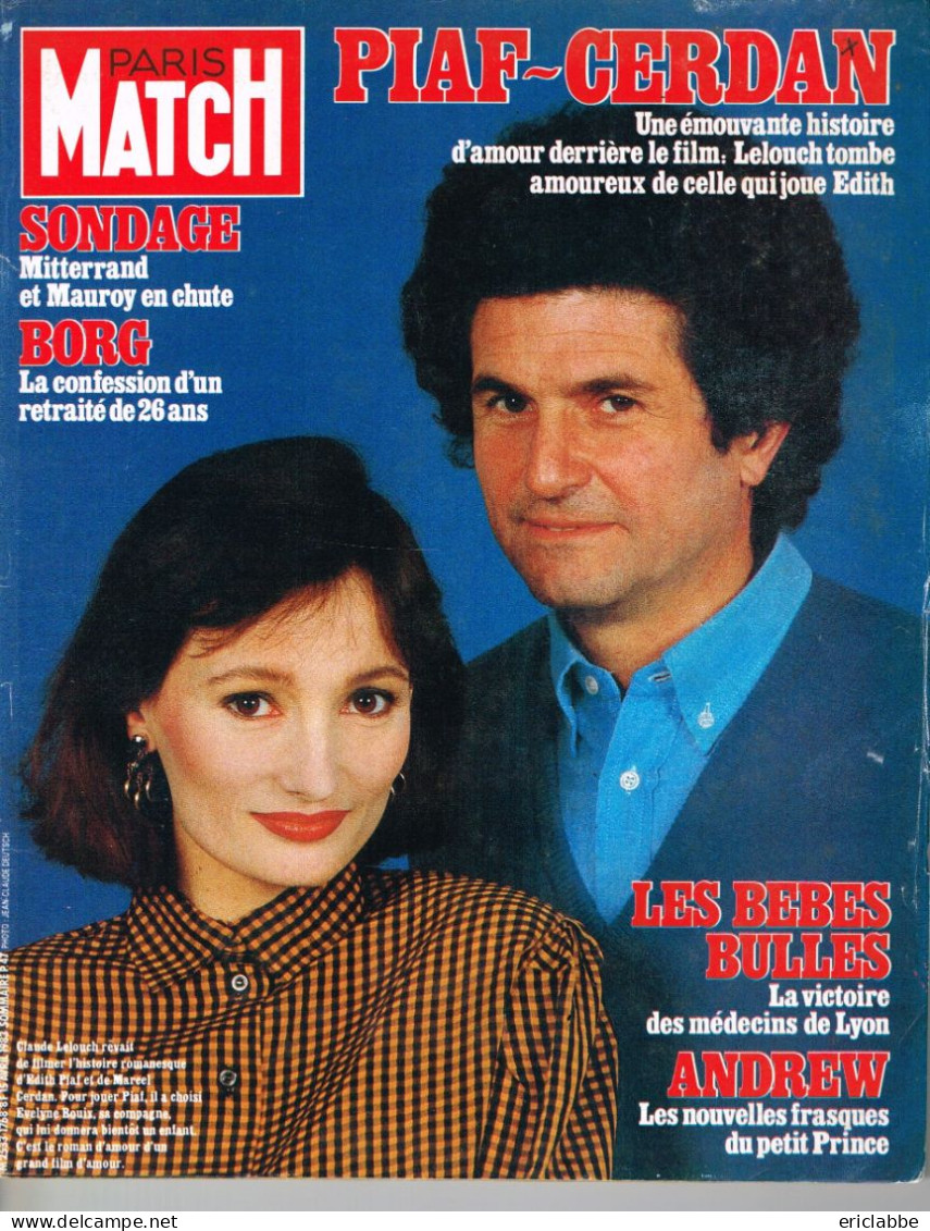 PARIS MATCH N°1768 Du 15 Avril 1983 Claude Lelouch - Evelyne Bouix - Borg - Bébés Bulle - Andrew - Informations Générales