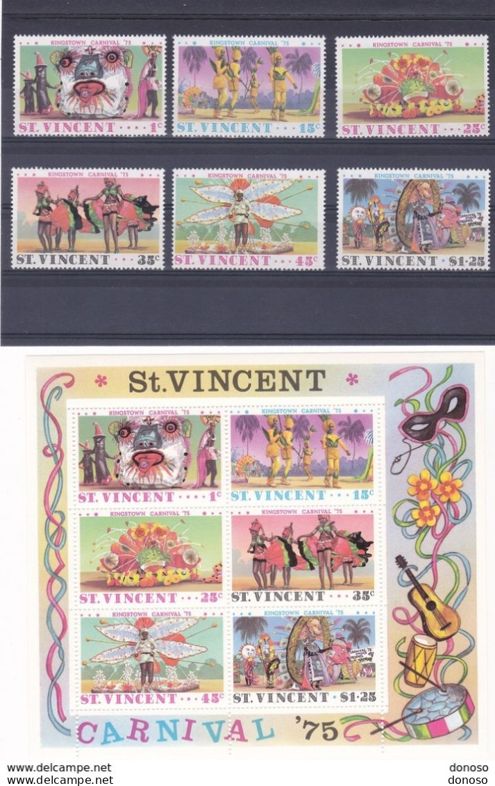 SAINT VINCENT 1975 CARNAVAL Yvert 380-385 + BF 4 NEUF** MNH Cote : 11 Euros - St.Vincent (...-1979)