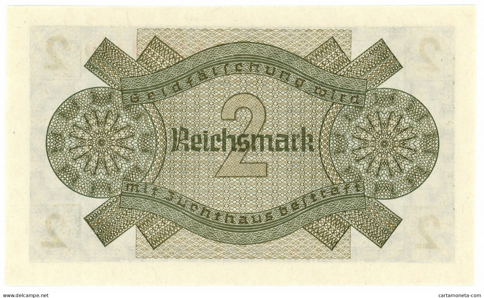 2 REICHSMARK OCCUPAZIONE TEDESCA ITALIA REICHSKREDITKASSEN 1943 FDS - 2. WK - Alliierte Besatzung