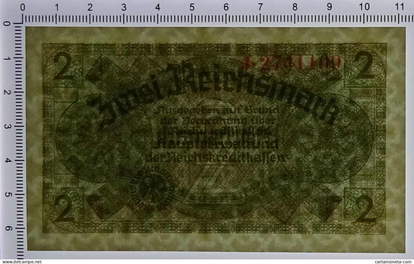 2 REICHSMARK OCCUPAZIONE TEDESCA ITALIA REICHSKREDITKASSEN 1943 FDS - Occupation Alliés Seconde Guerre Mondiale