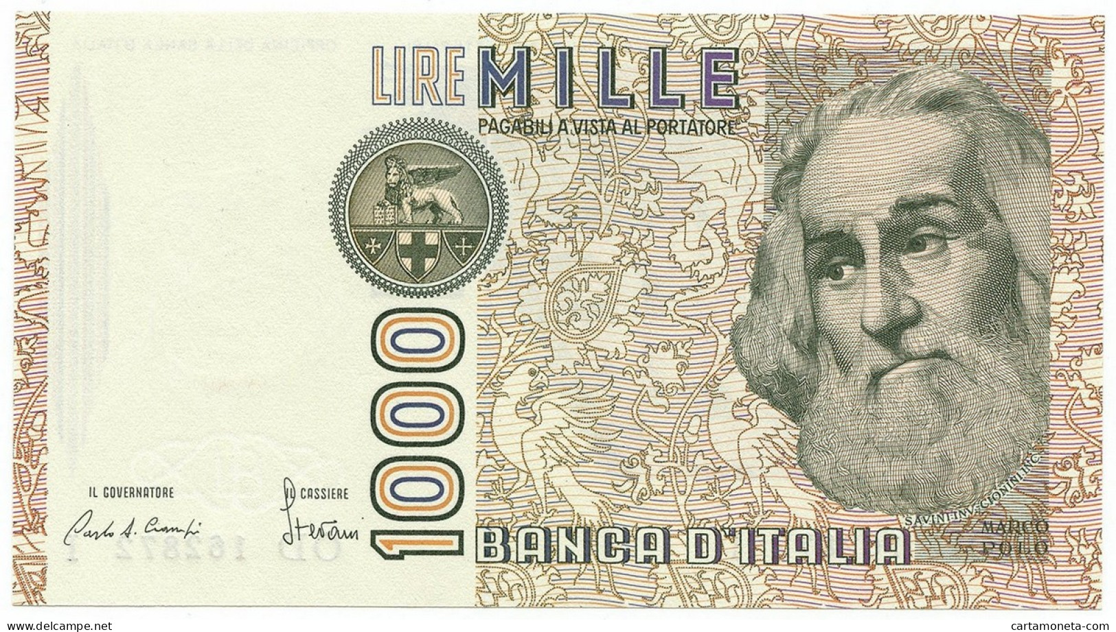 1000 LIRE MARCO POLO LETTERA D 28/10/1985 FDS - Autres & Non Classés