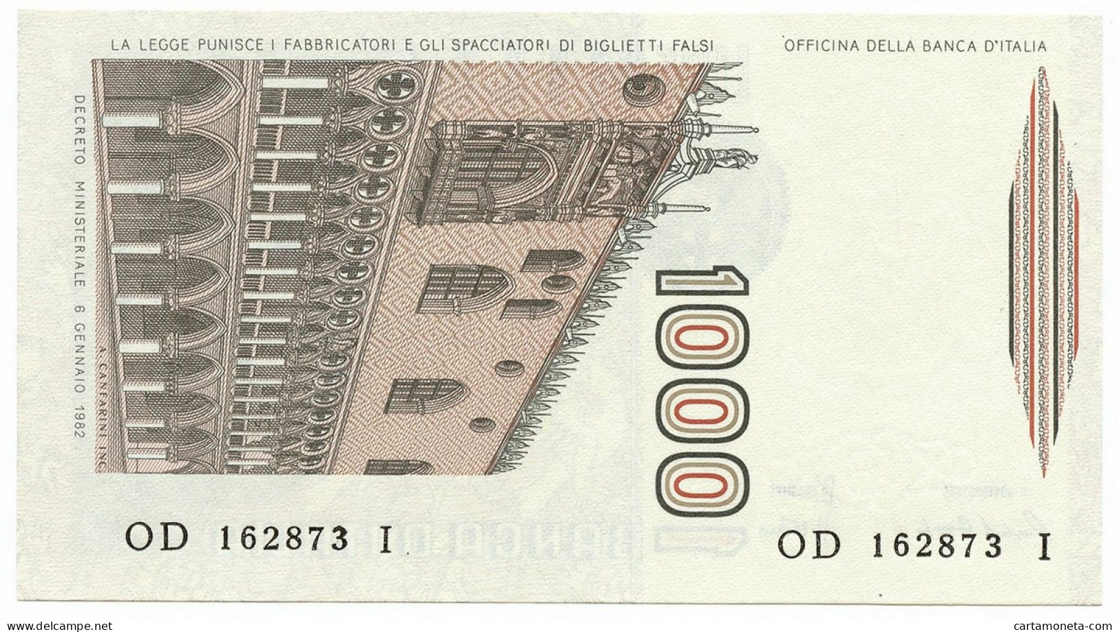 1000 LIRE MARCO POLO LETTERA D 28/10/1985 FDS - Other & Unclassified