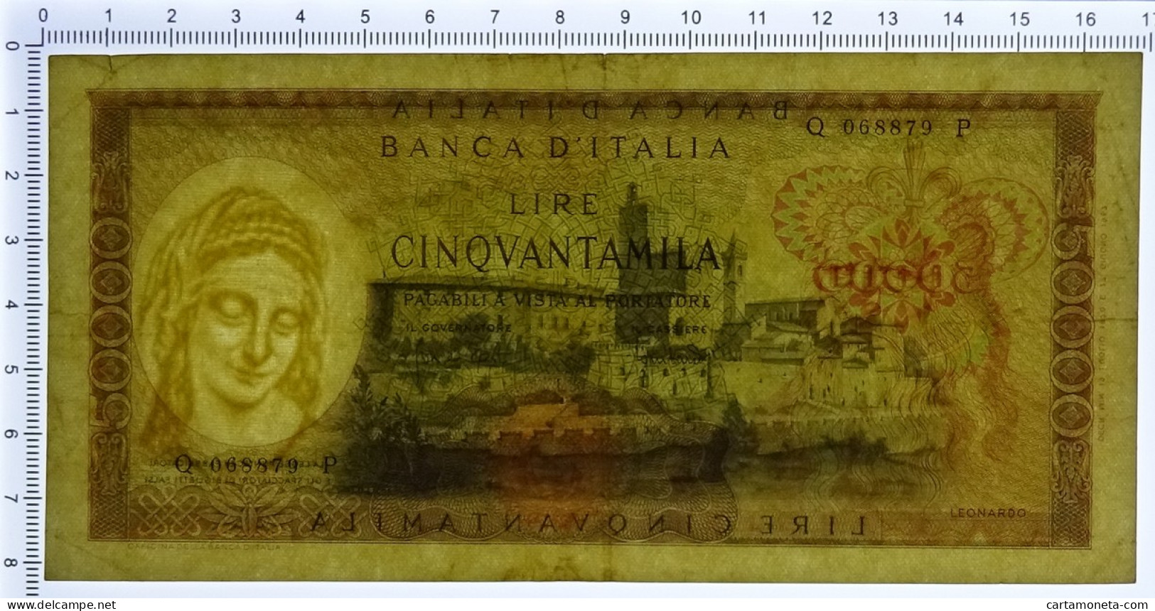50000 LIRE BANCA D'ITALIA LEONARDO DA VINCI MEDUSA 19/07/1970 BB/BB+ - Altri & Non Classificati