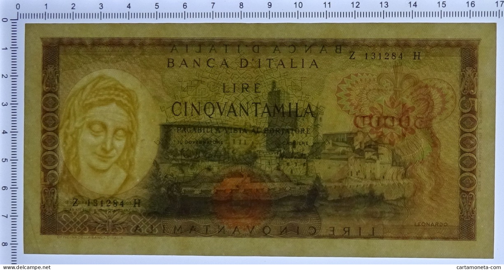 50000 LIRE BANCA D'ITALIA LEONARDO DA VINCI MEDUSA 16/05/1972 SPL- - Autres & Non Classés