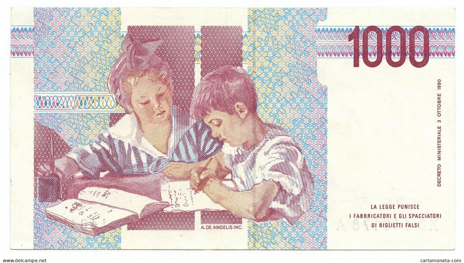 1000 LIRE MARIA MONTESSORI SERIE SOSTITUTIVA XC 09/10/1995 SPL/SPL+ - Sonstige & Ohne Zuordnung