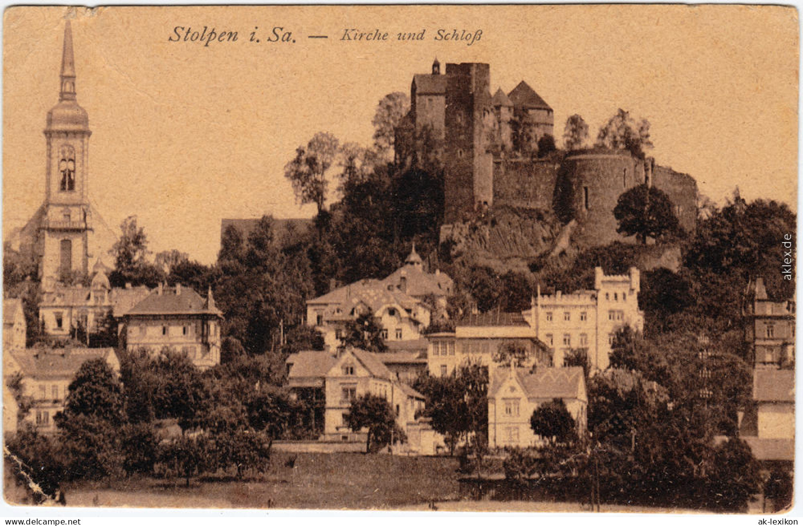 Stolpen Kirche, Villen Und Burg Ansichtskarte 1922 - Stolpen