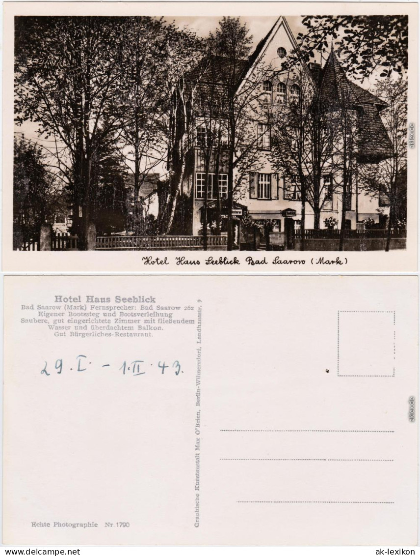 Bad Saarow Hotel Haus Seeblick Scharmützelsee B Beeskow 1943 - Bad Saarow