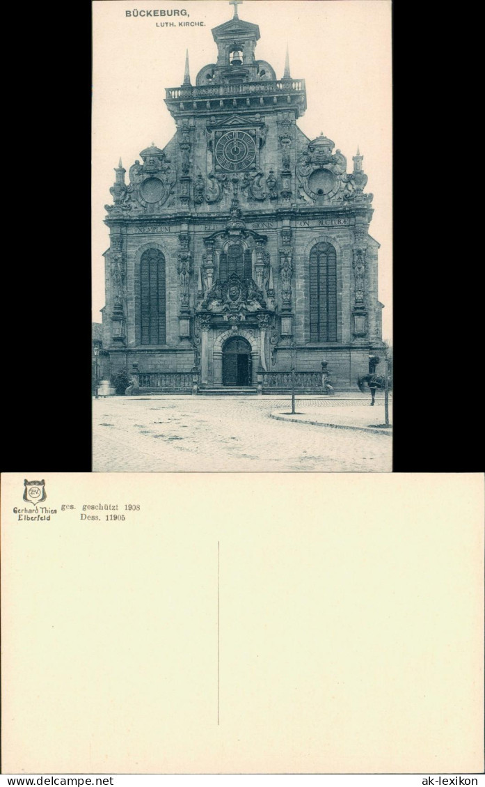 Bückeburg Strassen Partie A.d. Luth. Kirche, Church, Eglise 1908 - Bückeburg