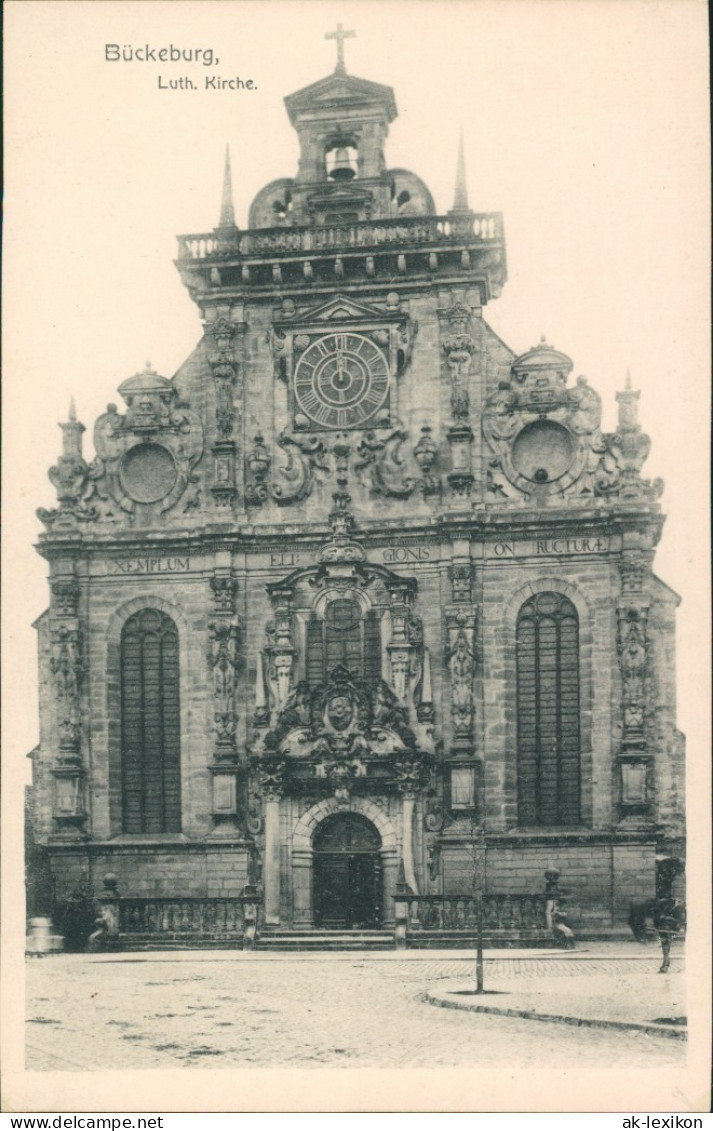 Ansichtskarte Bückeburg Luth. Kirche Strassen Partie Eingangsseite 1909 - Bueckeburg