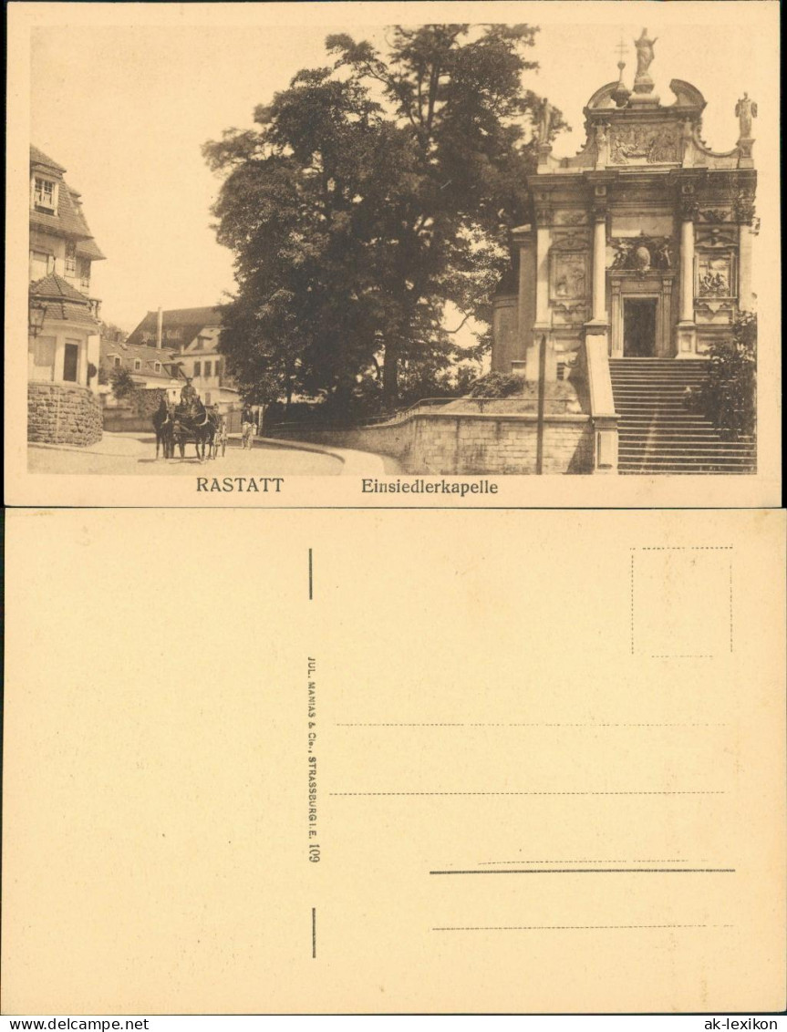 Ansichtskarte Rastatt Straße - Einsiedlerkapelle 1912 - Rastatt